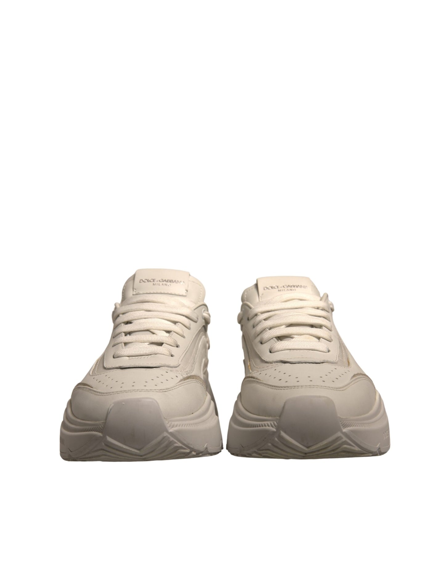 Dolce & Gabbana White Daymaster Leather Low Top Sneakers Shoes by Dolce & Gabbana