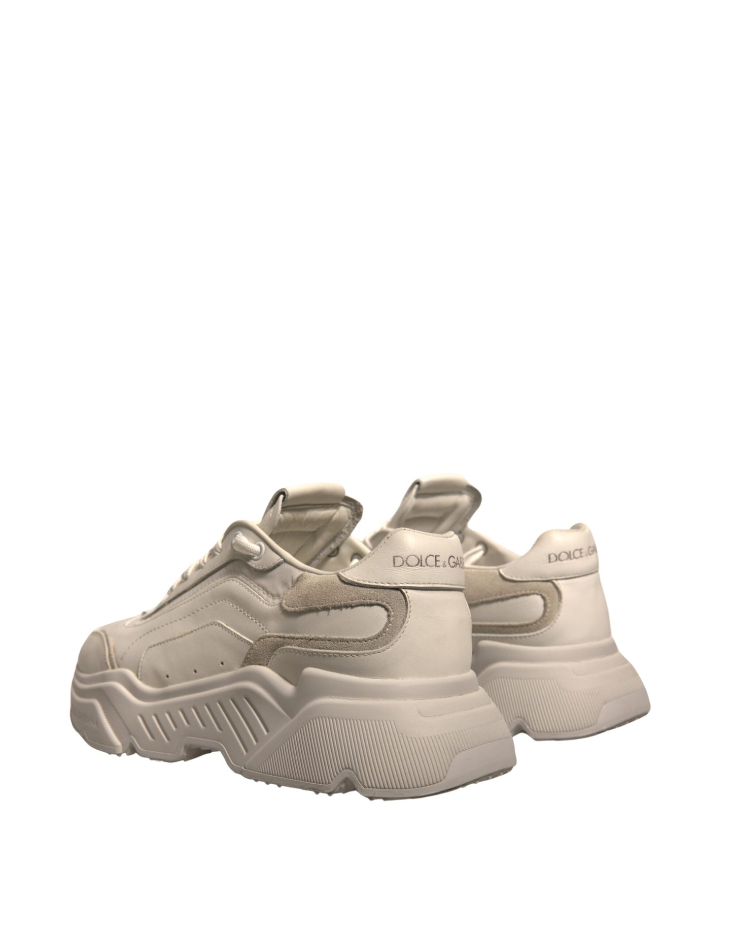 Dolce & Gabbana White Daymaster Leather Low Top Sneakers Shoes by Dolce & Gabbana
