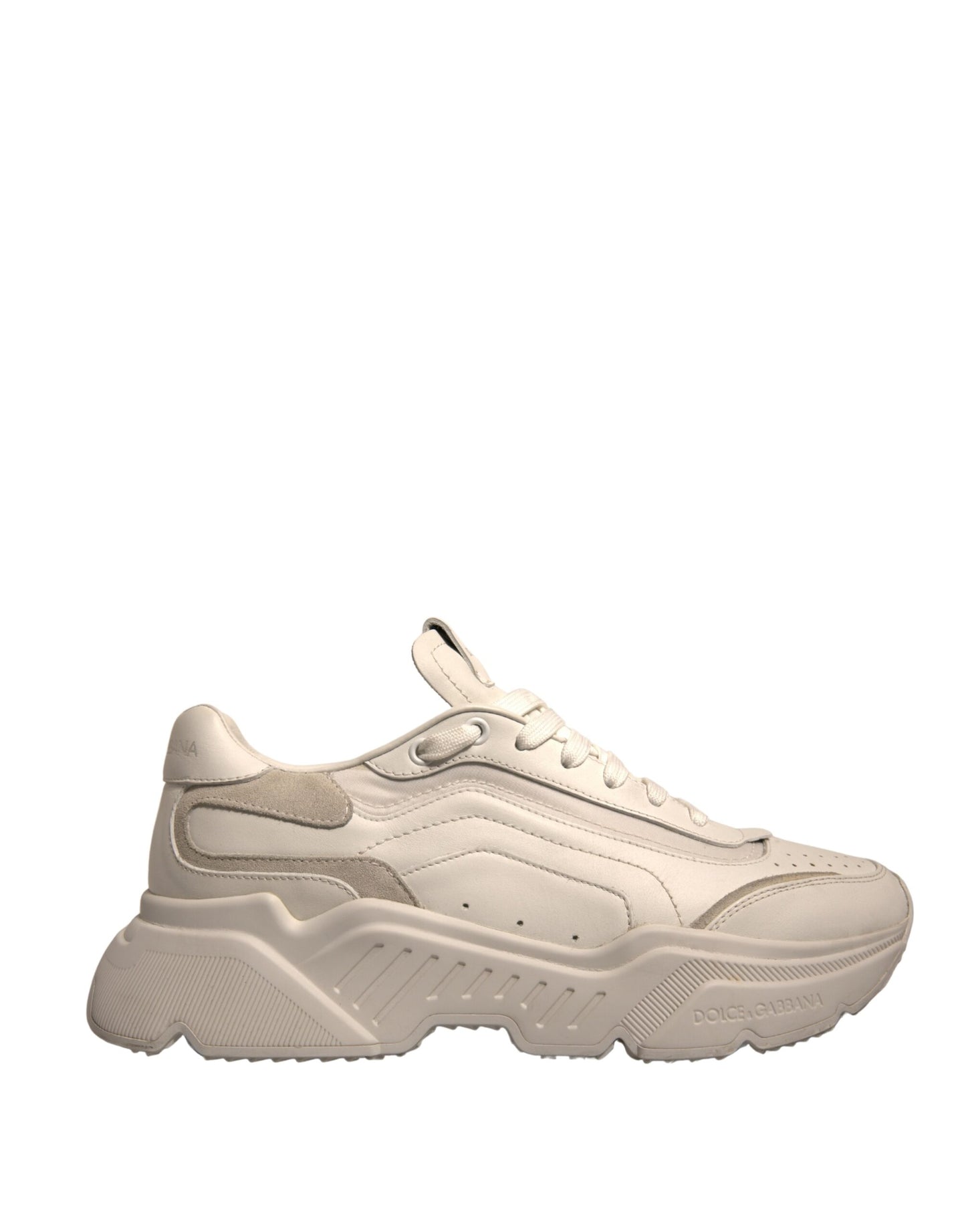 Dolce & Gabbana White Daymaster Leather Low Top Sneakers Shoes by Dolce & Gabbana