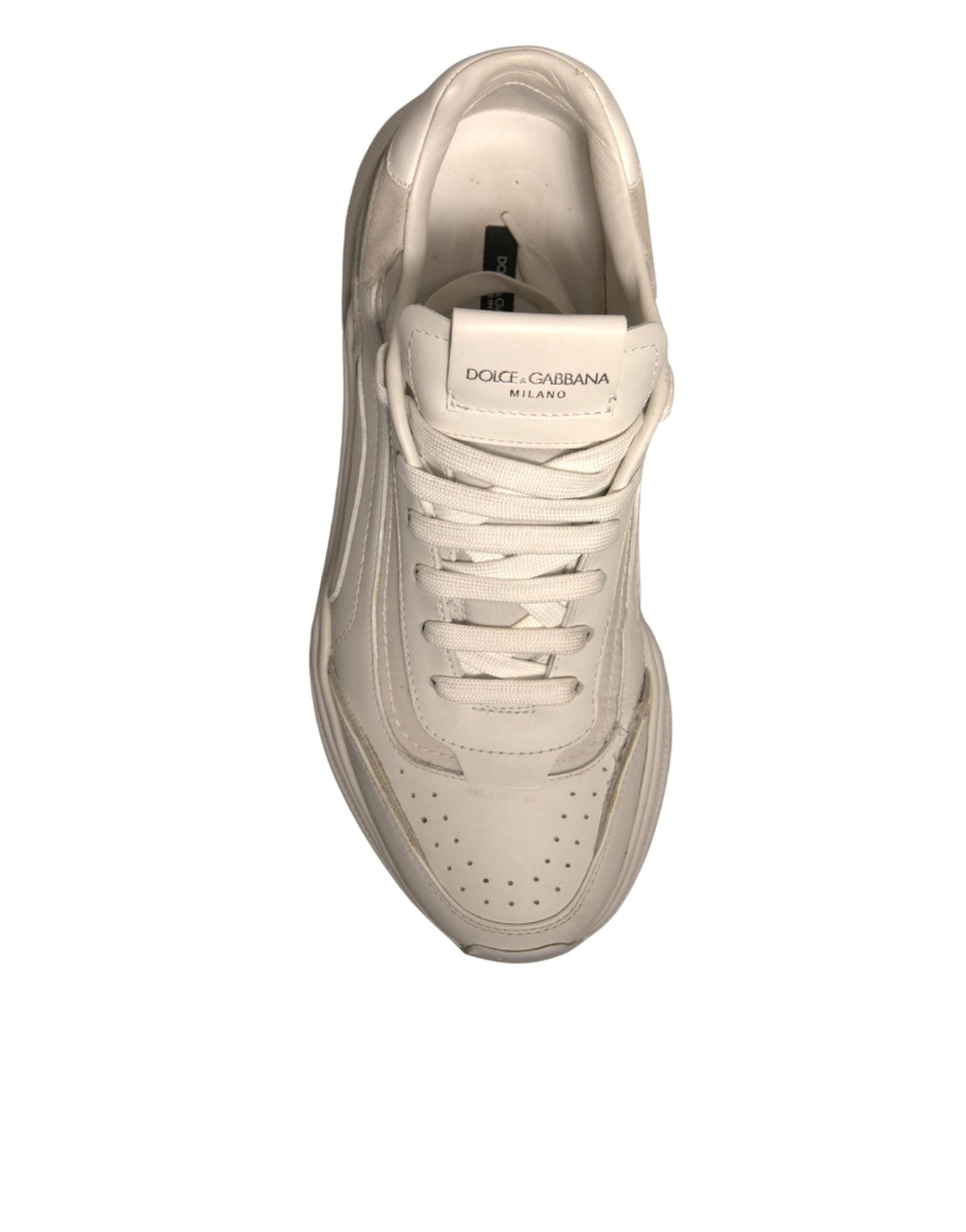 Dolce & Gabbana White Daymaster Leather Low Top Sneakers Shoes by Dolce & Gabbana