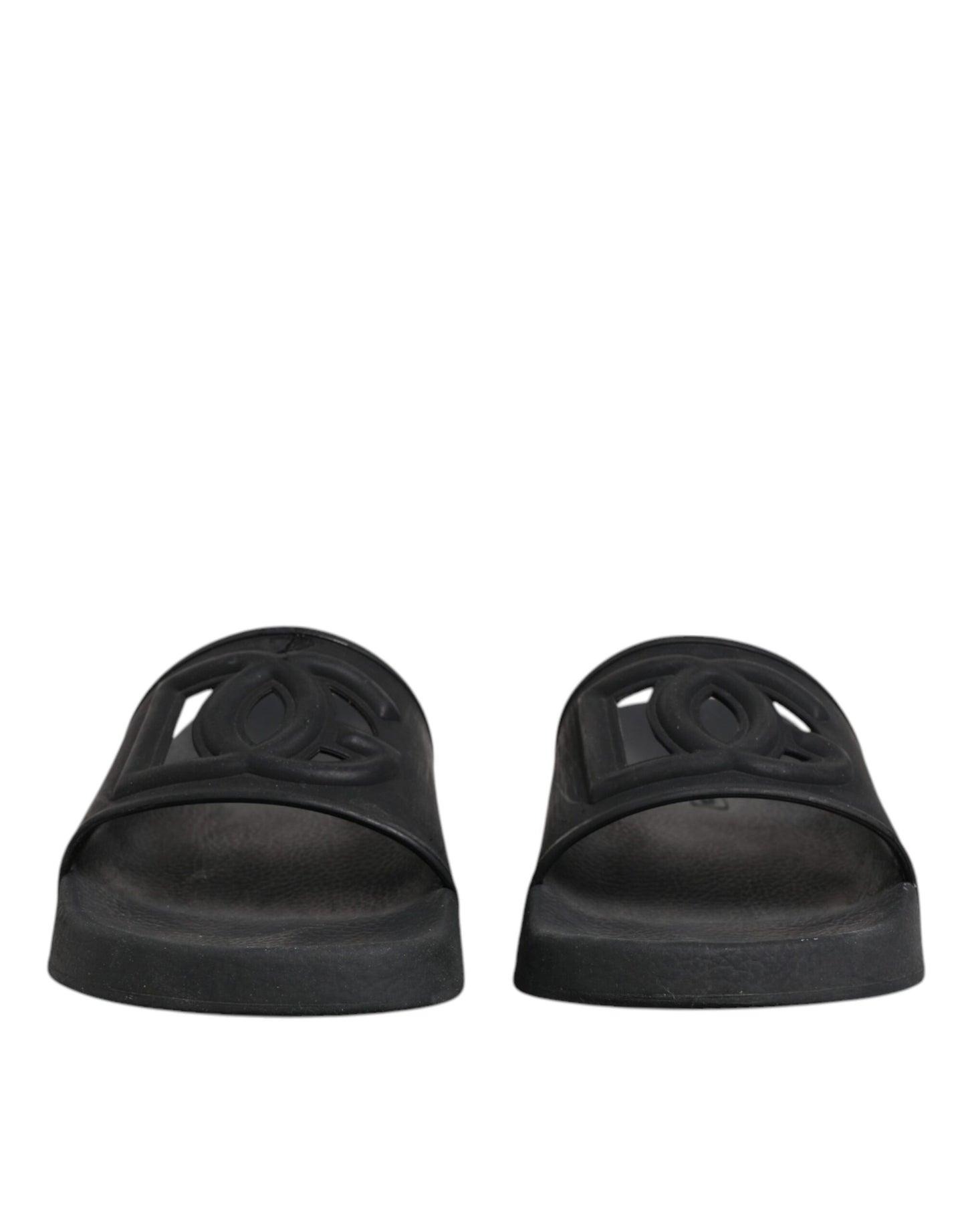 Sandales à enfiler en caoutchouc noir Dolce & Gabbana, chaussures de plage