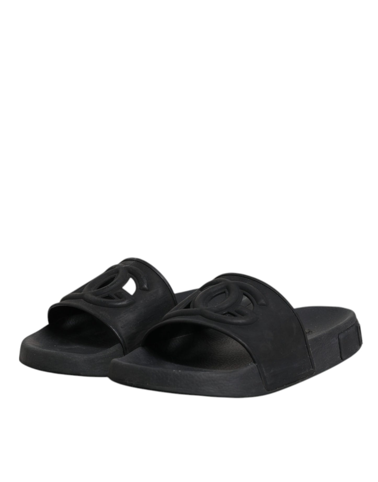 Sandales à enfiler en caoutchouc noir Dolce & Gabbana, chaussures de plage