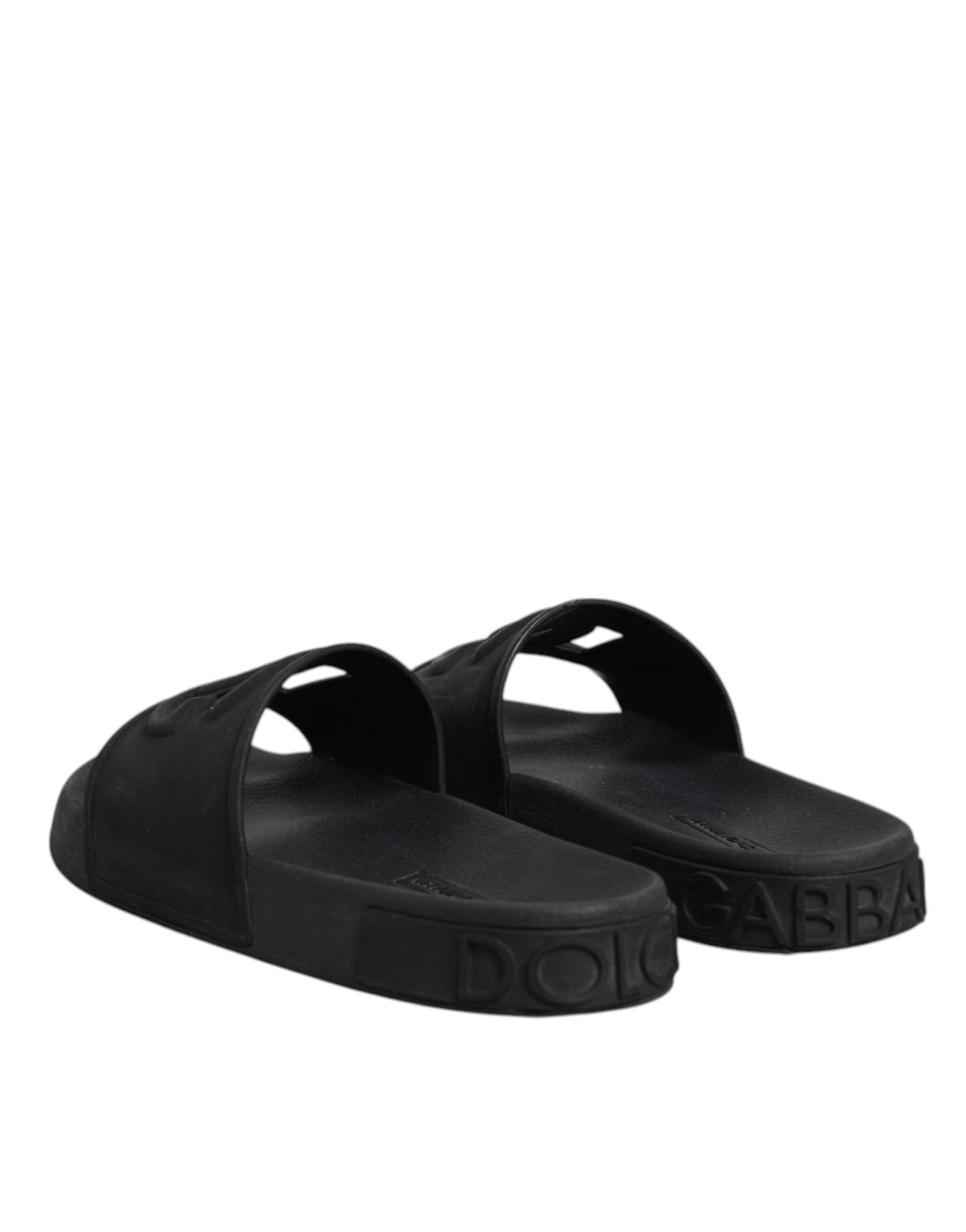 Sandales à enfiler en caoutchouc noir Dolce & Gabbana, chaussures de plage