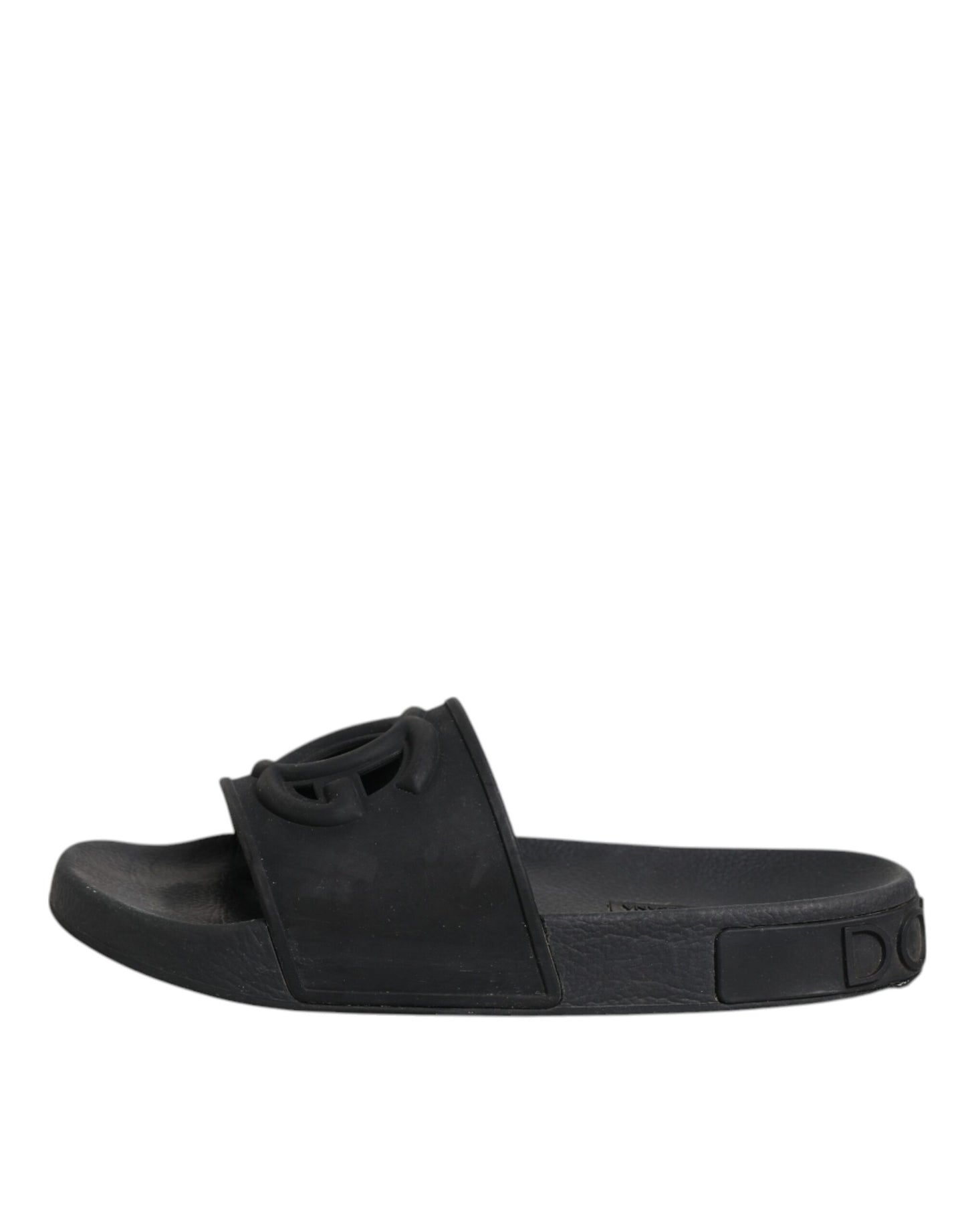 Sandales à enfiler en caoutchouc noir Dolce & Gabbana, chaussures de plage
