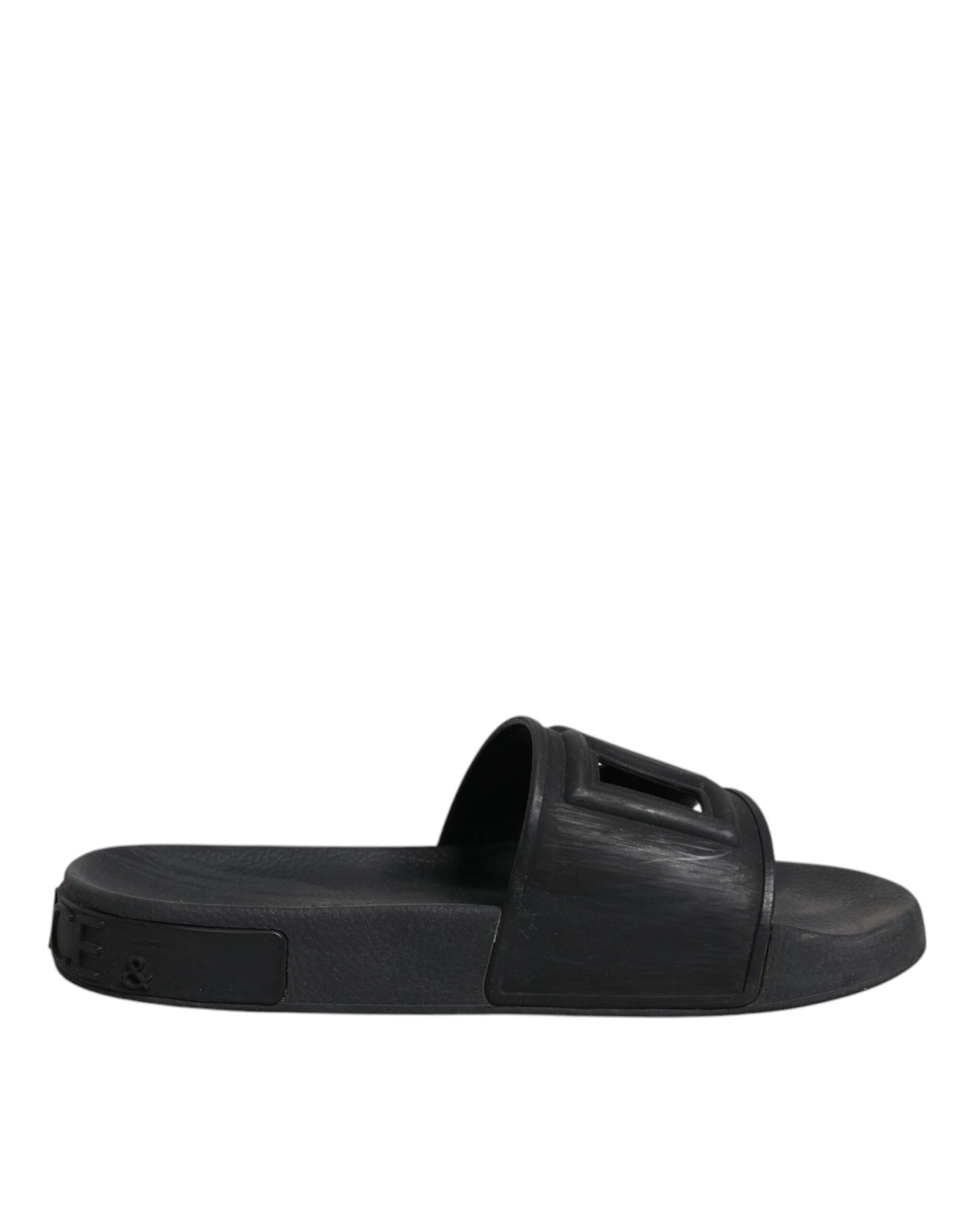 Sandales à enfiler en caoutchouc noir Dolce & Gabbana, chaussures de plage