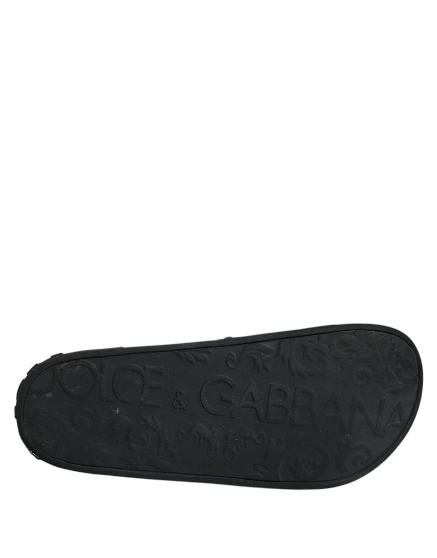 Sandales à enfiler en caoutchouc noir Dolce & Gabbana, chaussures de plage