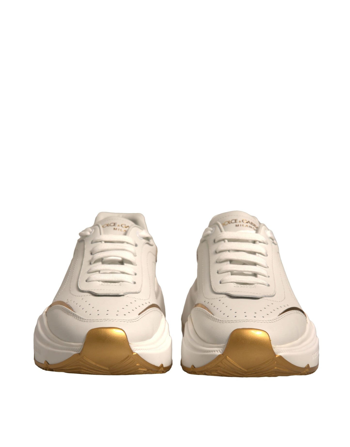 Dolce & Gabbana White Gold Daymaster Low Top Sneakers Shoes by Dolce & Gabbana