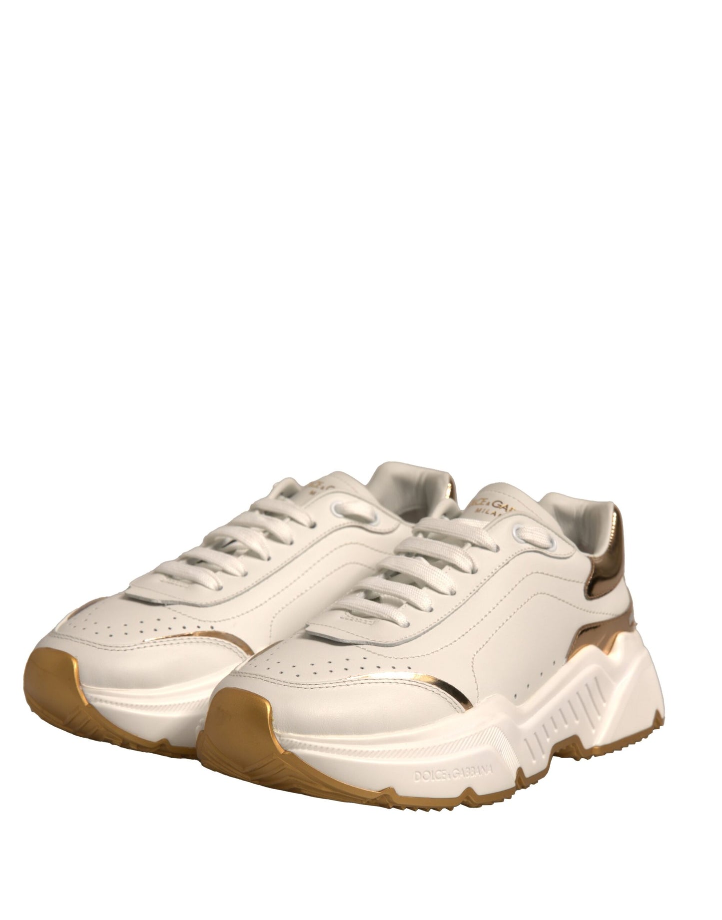 Dolce & Gabbana White Gold Daymaster Low Top Sneakers Shoes by Dolce & Gabbana
