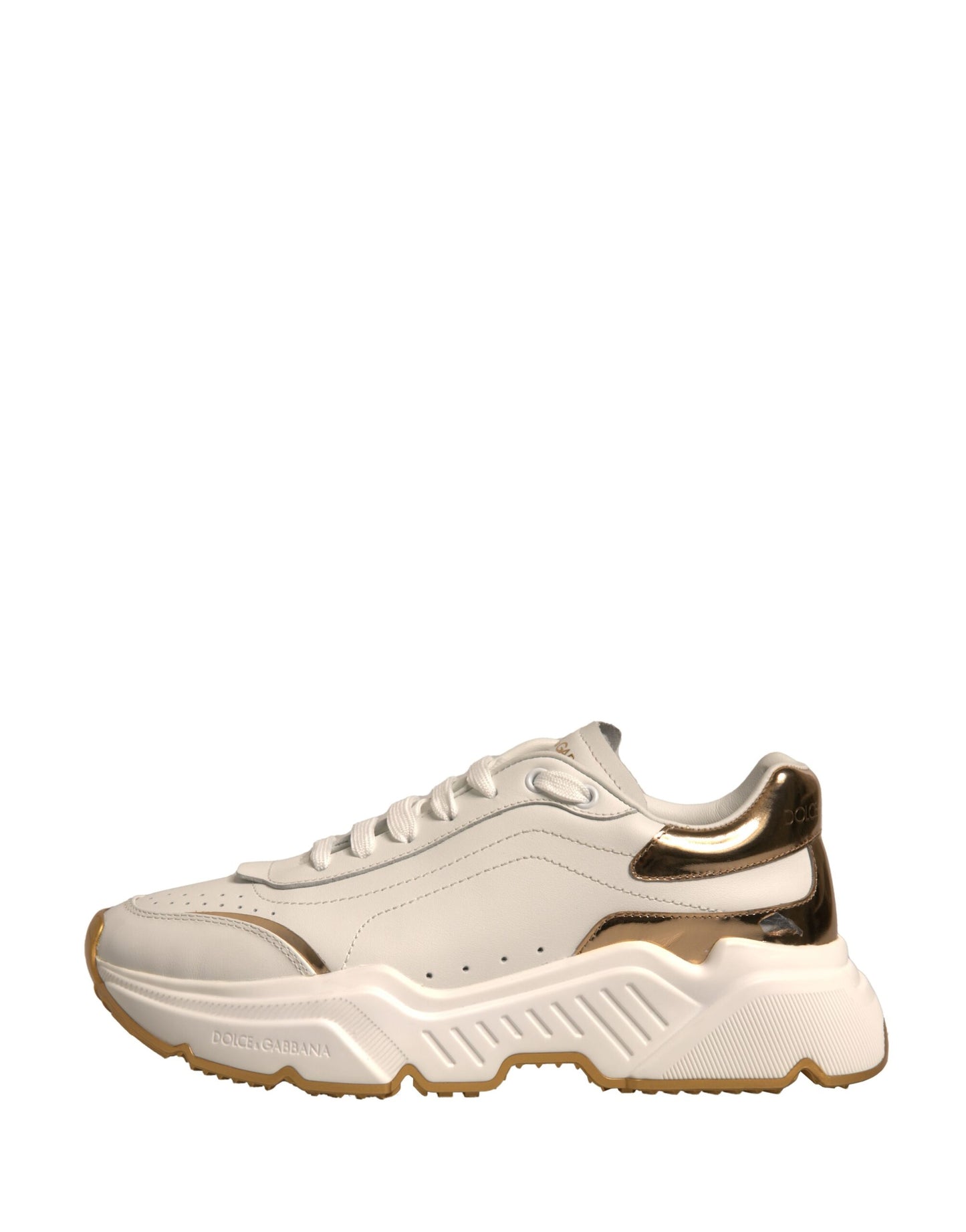 Dolce & Gabbana White Gold Daymaster Low Top Sneakers Shoes by Dolce & Gabbana
