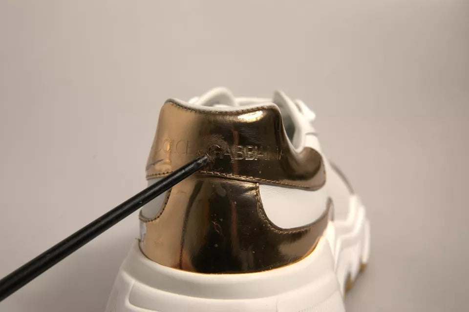 Dolce & Gabbana White Gold Daymaster Low Top Sneakers Shoes by Dolce & Gabbana