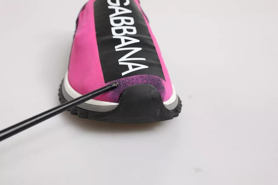 Dolce & Gabbana Fuchsia White Slip On Sorrento Sneakers Shoes by Dolce & Gabbana