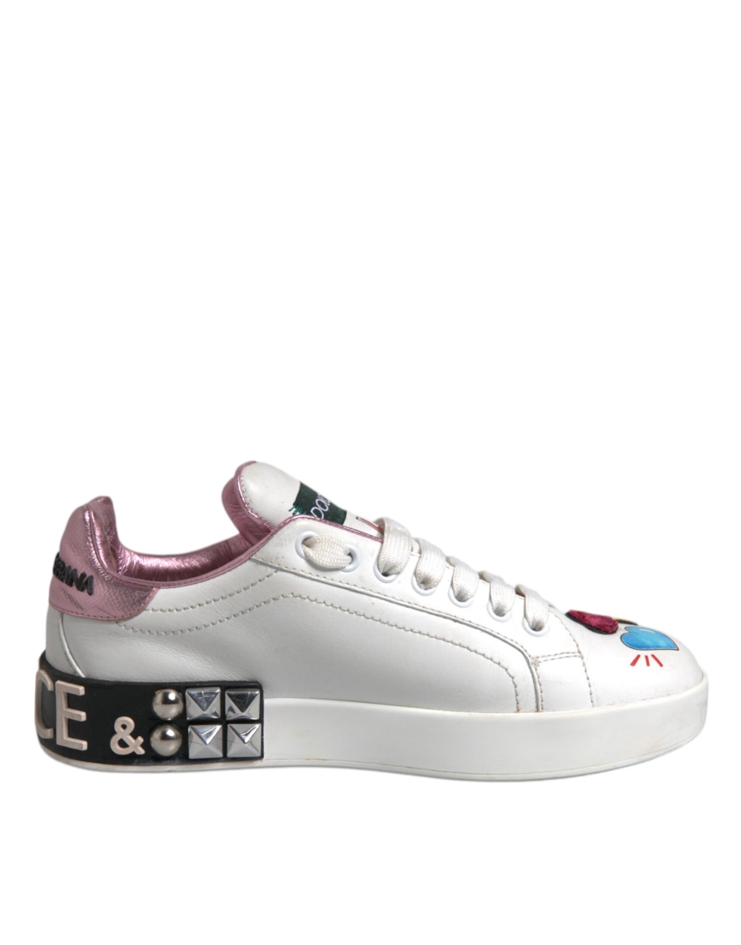 Dolce & Gabbana White Sequined Crystal Low Top Sneakers Shoes by Dolce & Gabbana