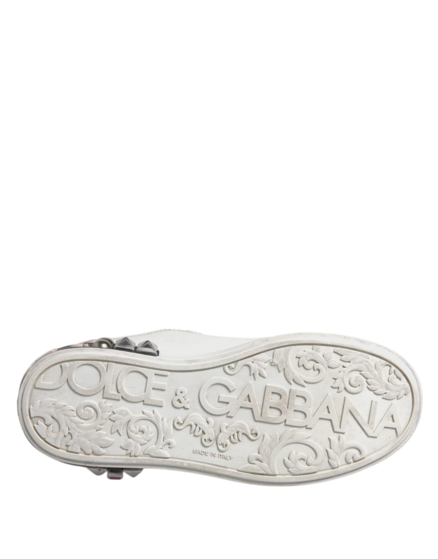 Dolce & Gabbana White Sequined Crystal Low Top Sneakers Shoes by Dolce & Gabbana