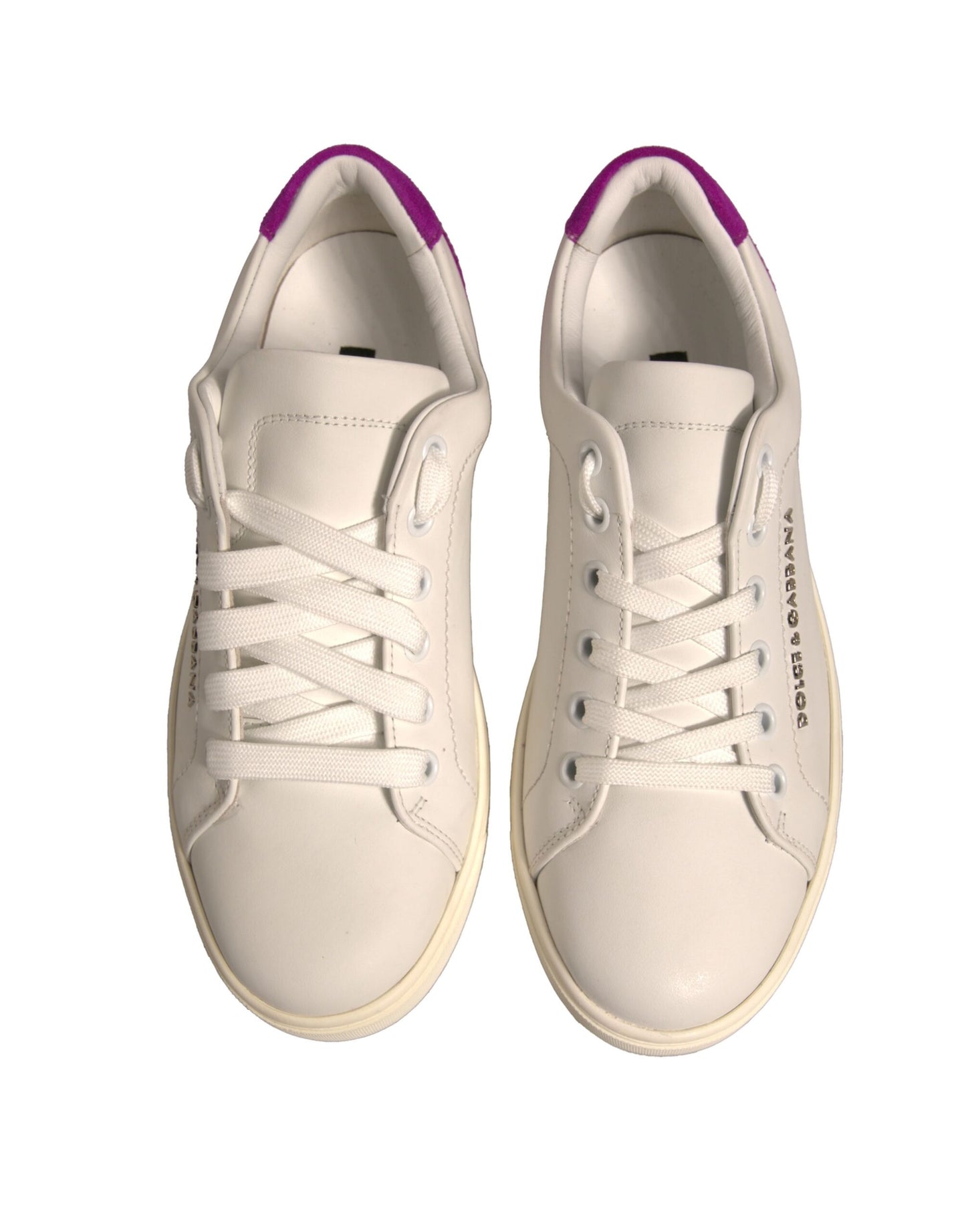 Dolce & Gabbana White Suede Leather Low Top Sneakers Shoes by Dolce & Gabbana