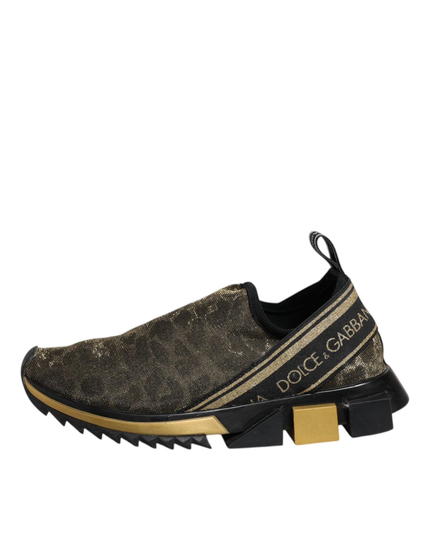 Dolce & Gabbana Gold Glitter Leopard Sorrento Sneakers Shoes by Dolce & Gabbana
