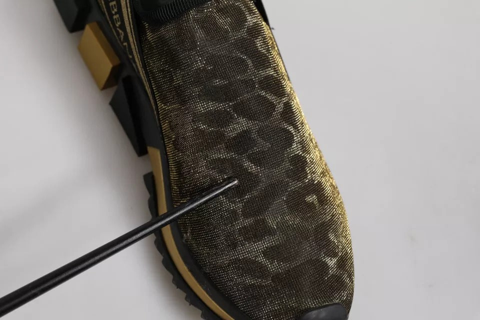 Dolce & Gabbana Gold Glitter Leopard Sorrento Sneakers Shoes by Dolce & Gabbana