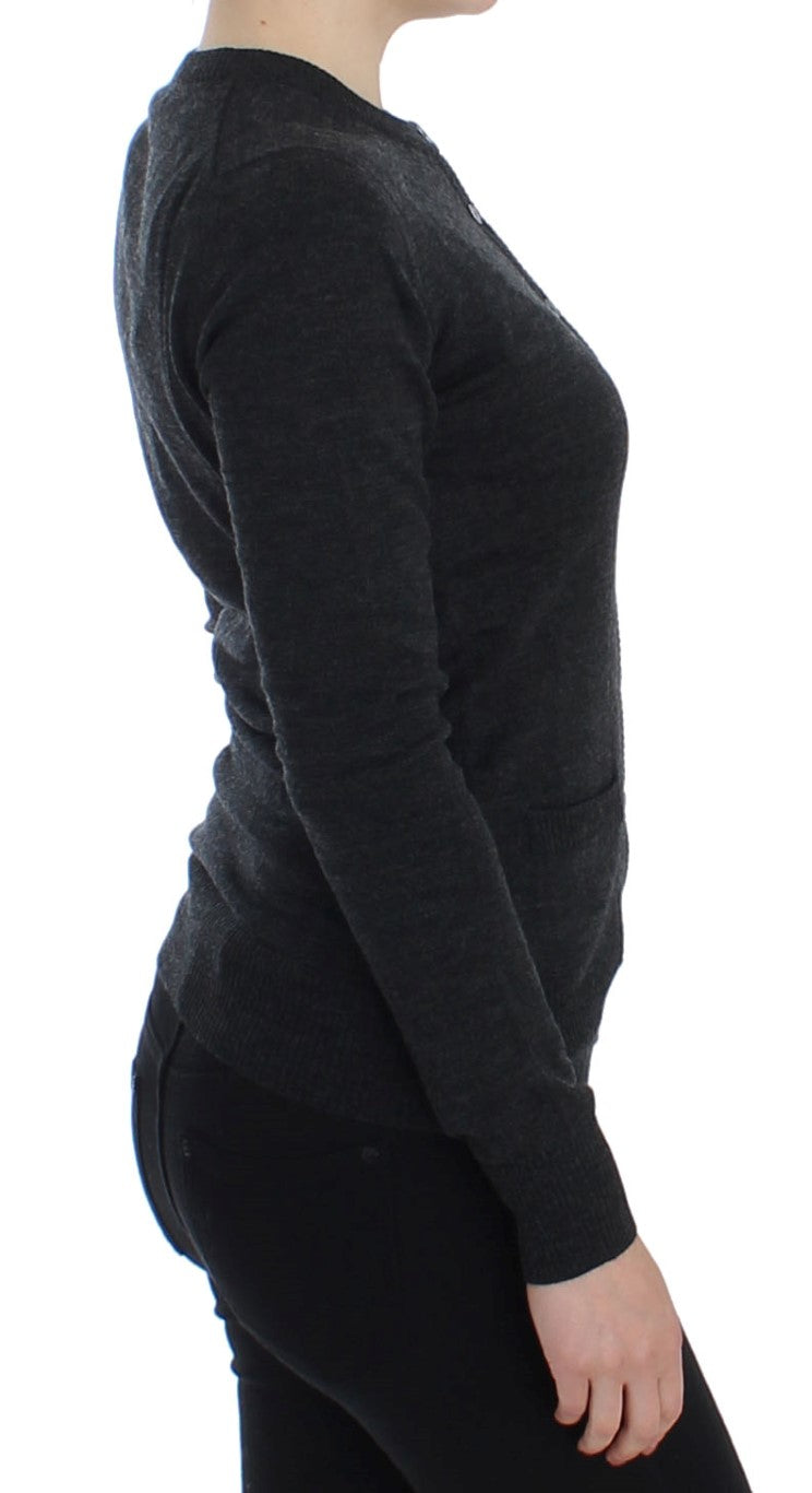 Dolce & Gabbana Pull cardigan élégant en laine grise