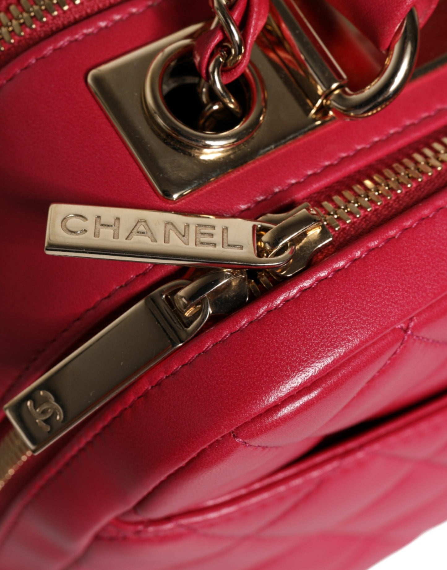 Sac Chanel Pink Seal Matelasse Chain CC en cuir d'agneau