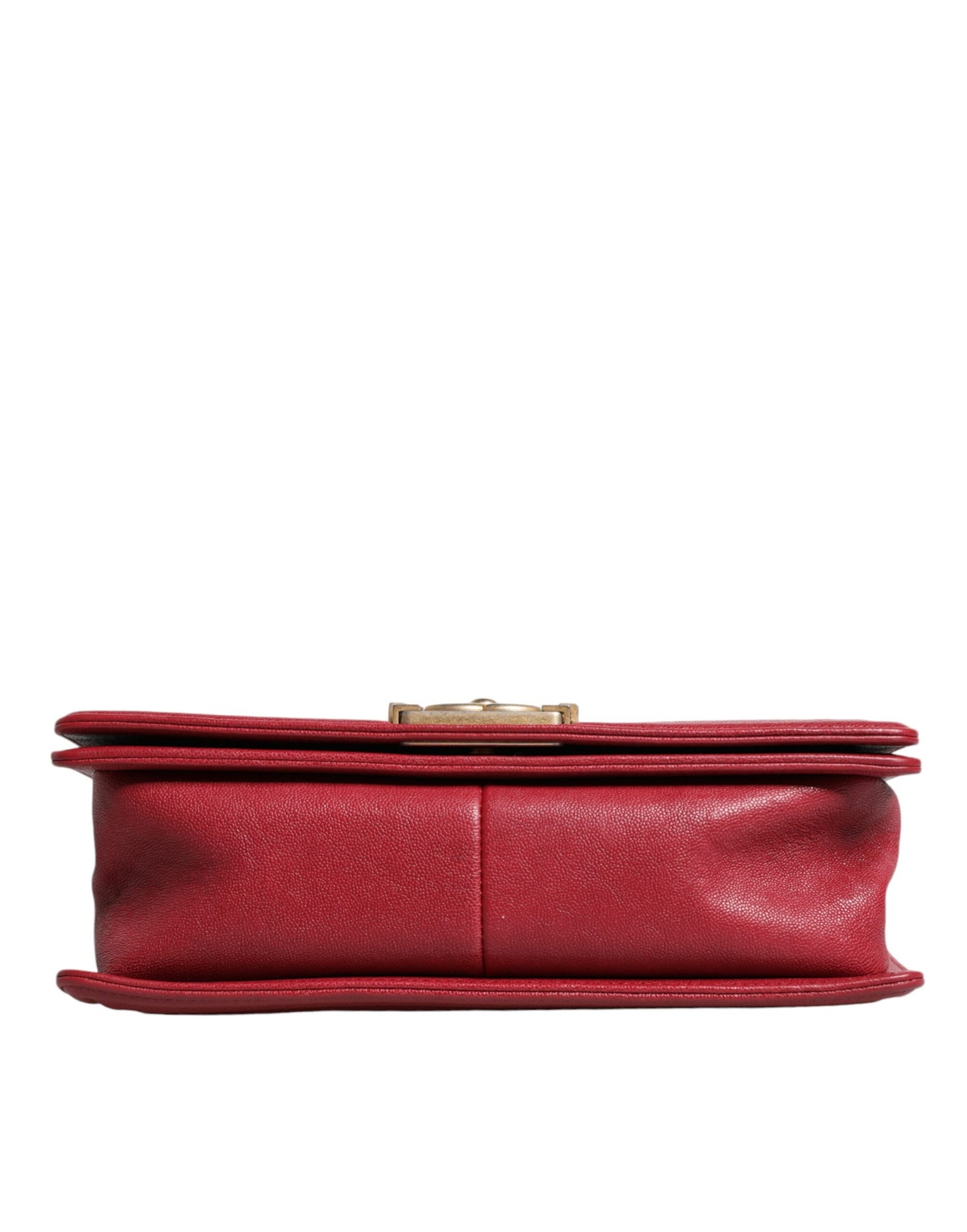 Sac à bandoulière Chanel en cuir d'agneau rouge et double chaîne dorée de taille moyenne