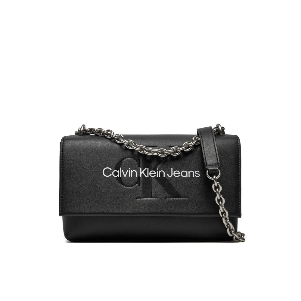Sac à main en cuir synthétique noir et blanc Calvin Klein Jeans