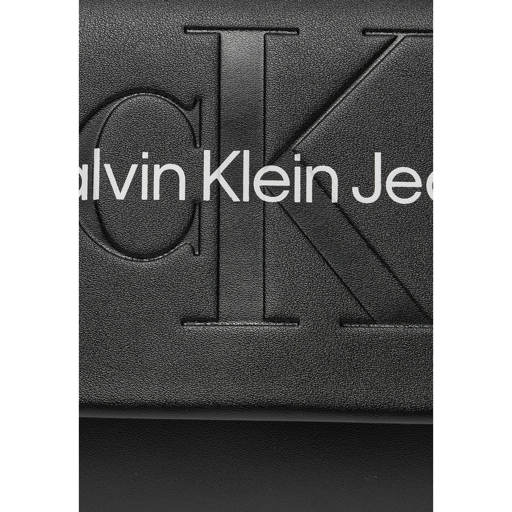 Sac à main en cuir synthétique noir et blanc Calvin Klein Jeans