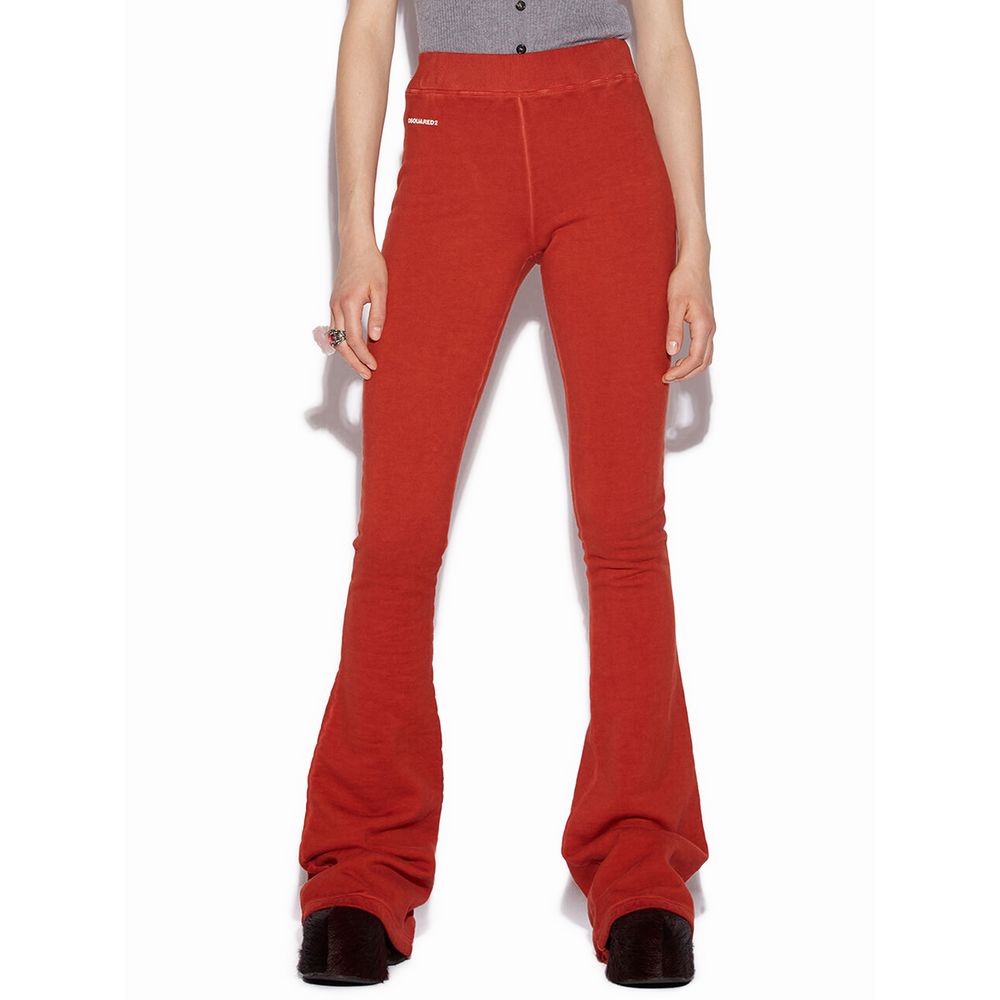 Dsquared² Red Cotton Flared Pant by Dsquared²