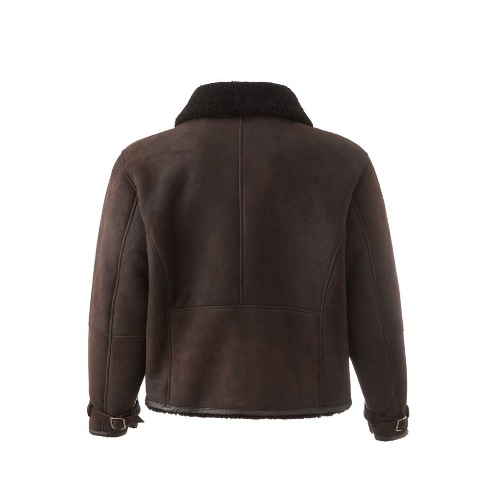 Lardini Veste élégante en cuir marron Montone