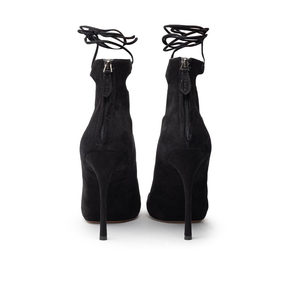 Sandale en cuir suédé noir Alaïa
