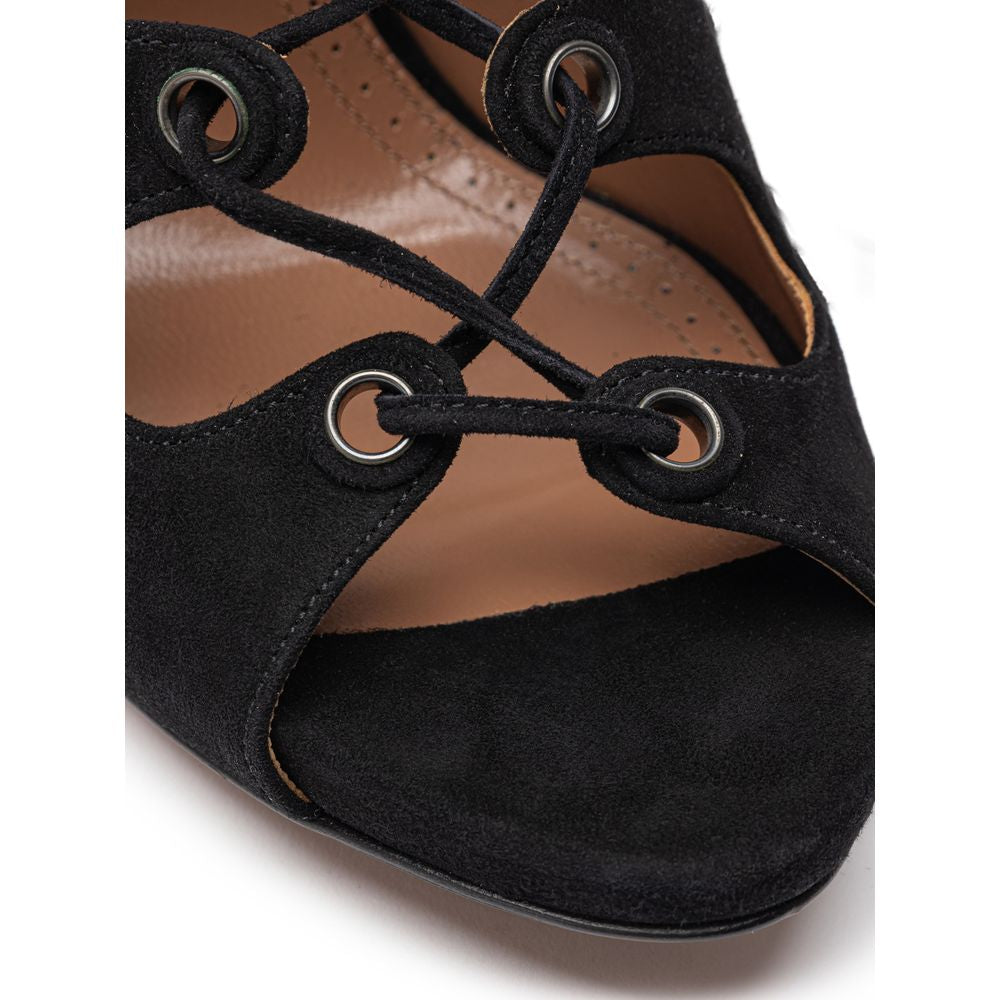 Sandale en cuir suédé noir Alaïa
