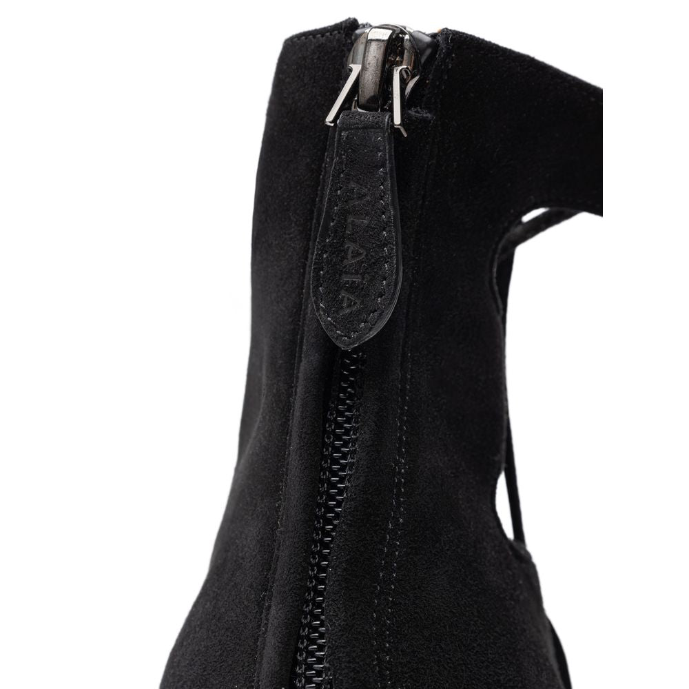 Sandale en cuir suédé noir Alaïa