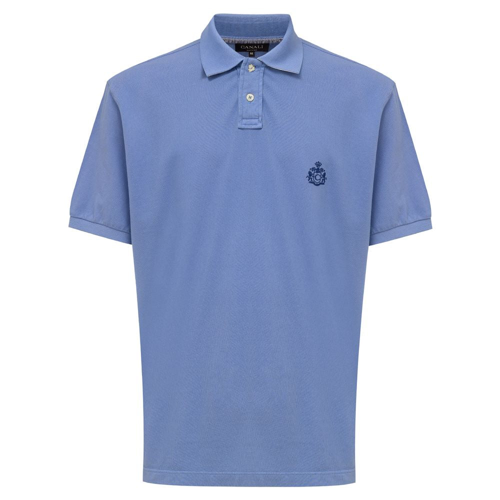 Polo en coton bleu Canali