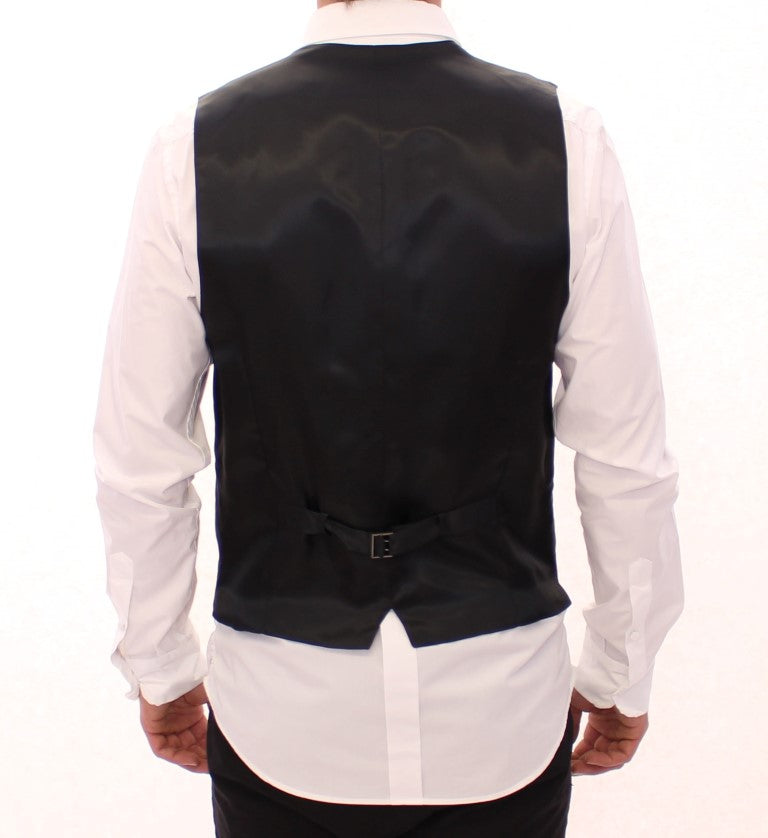 Dolce & Gabbana Gray Striped Wool Single Breasted Cardigan
