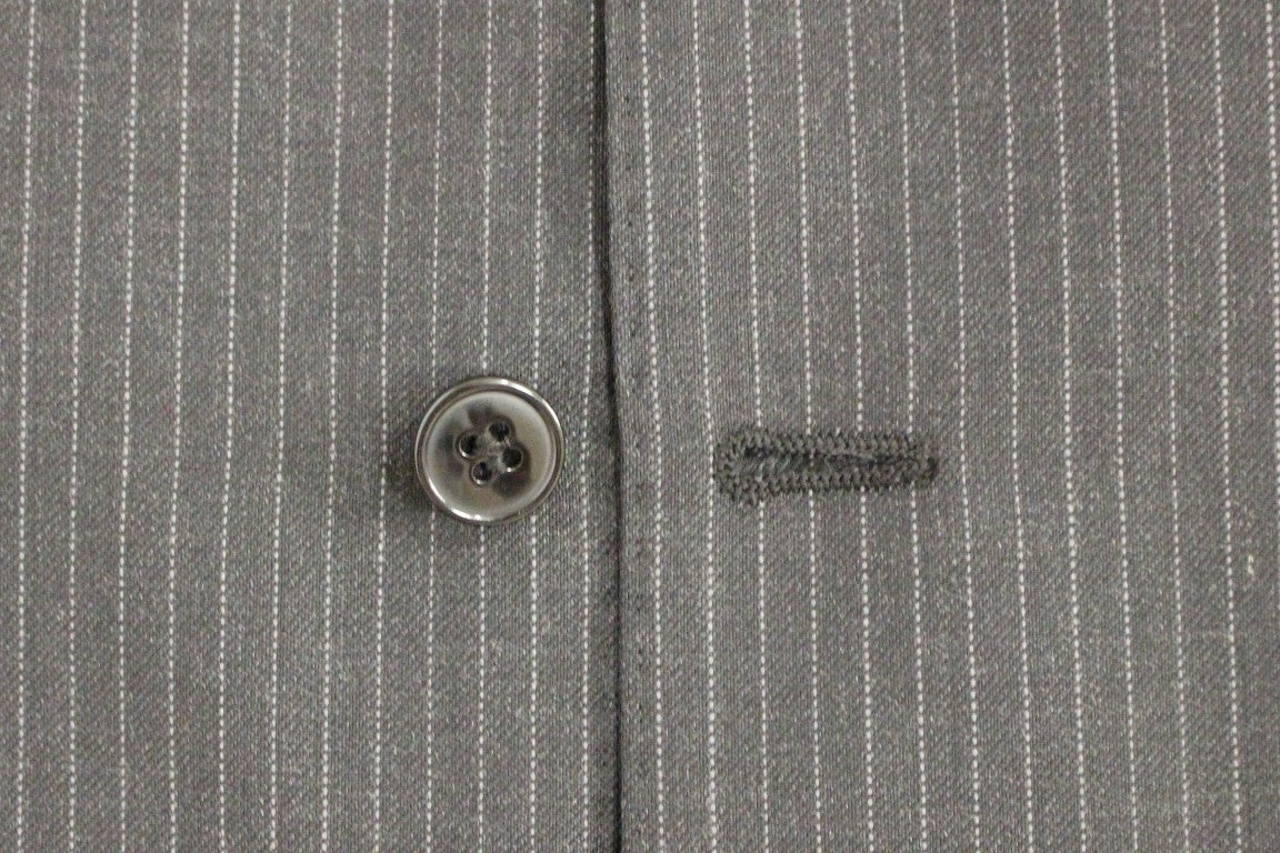 Dolce & Gabbana Gray Striped Wool Single Breasted Cardigan