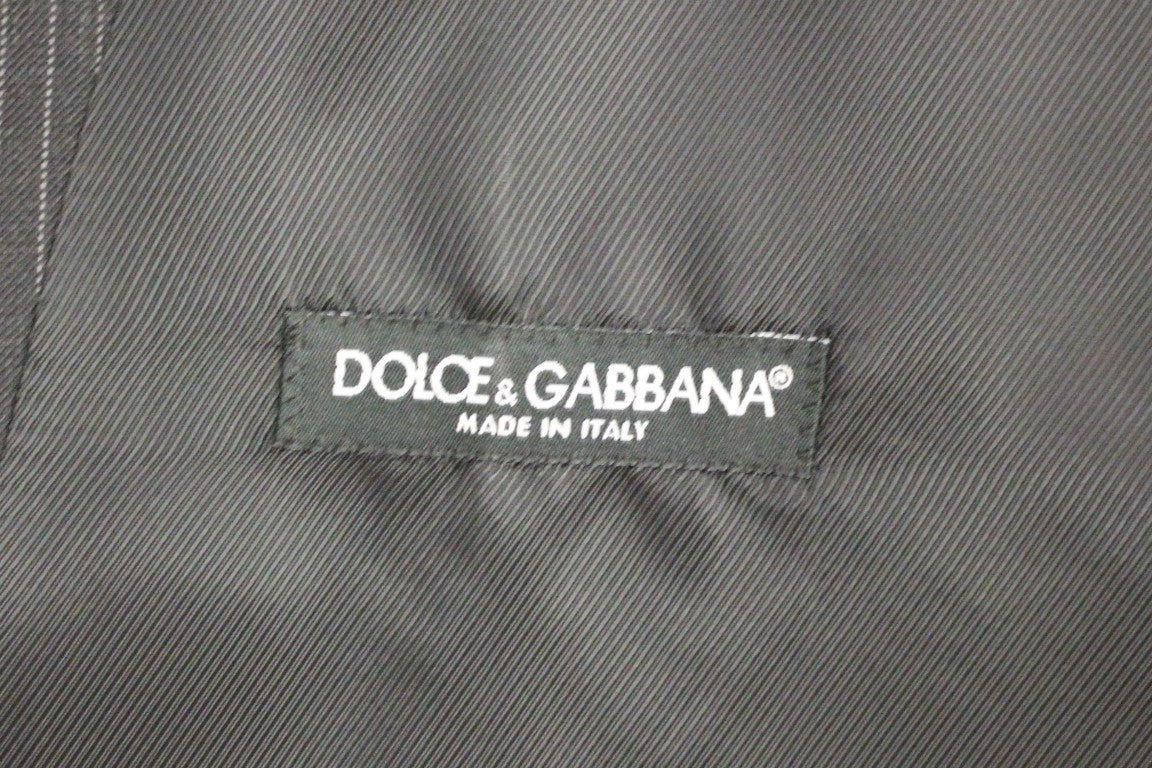Dolce & Gabbana Gray Striped Wool Single Breasted Cardigan