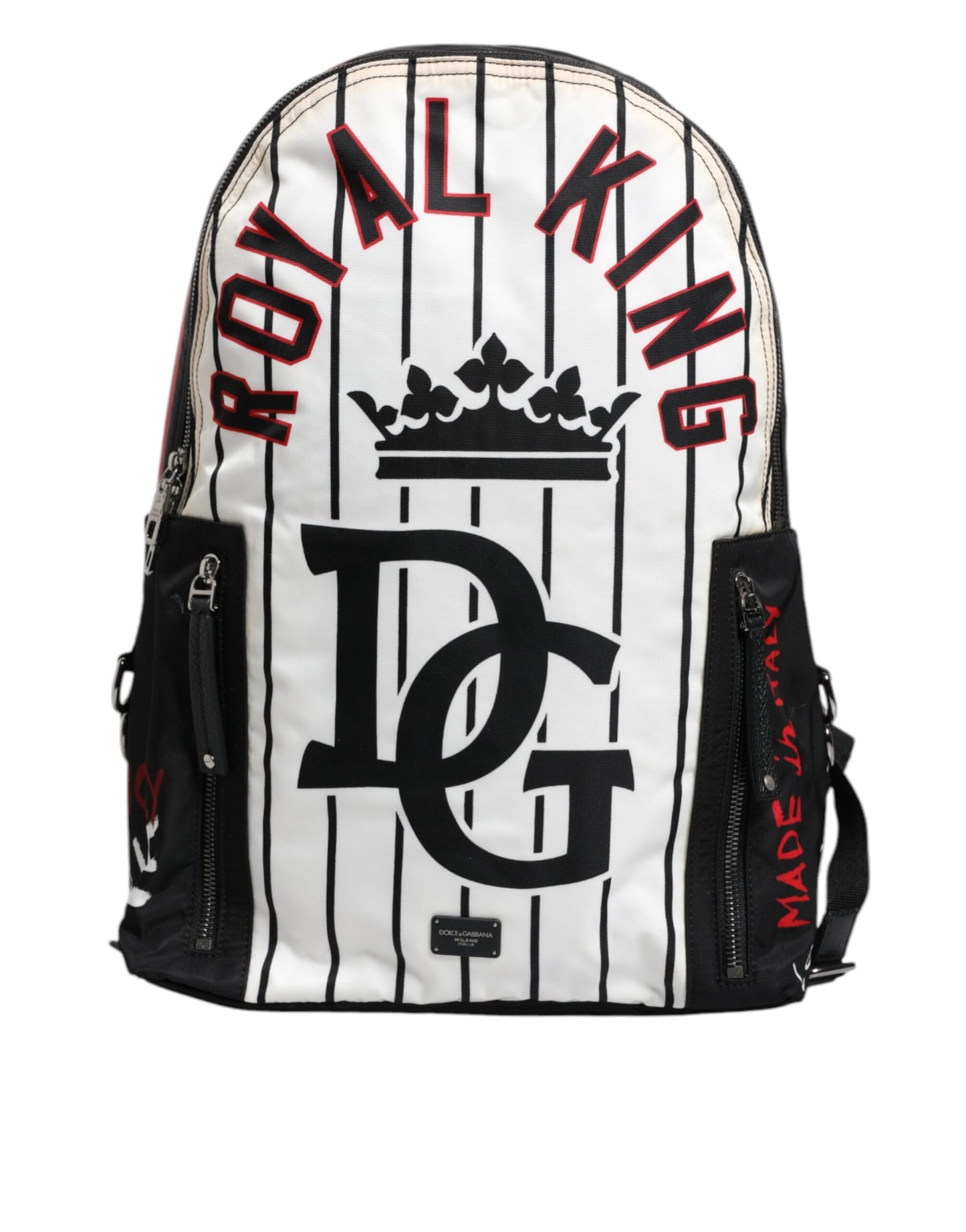 Sac à dos Dolce & Gabbana pour homme, imprimé Vulcano Royal King, noir et blanc