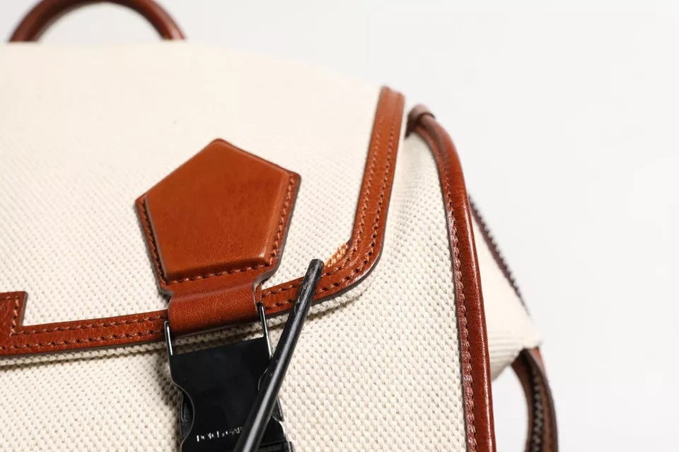 Sac à dos de voyage Dolce & Gabbana en toile beige et marron pour homme