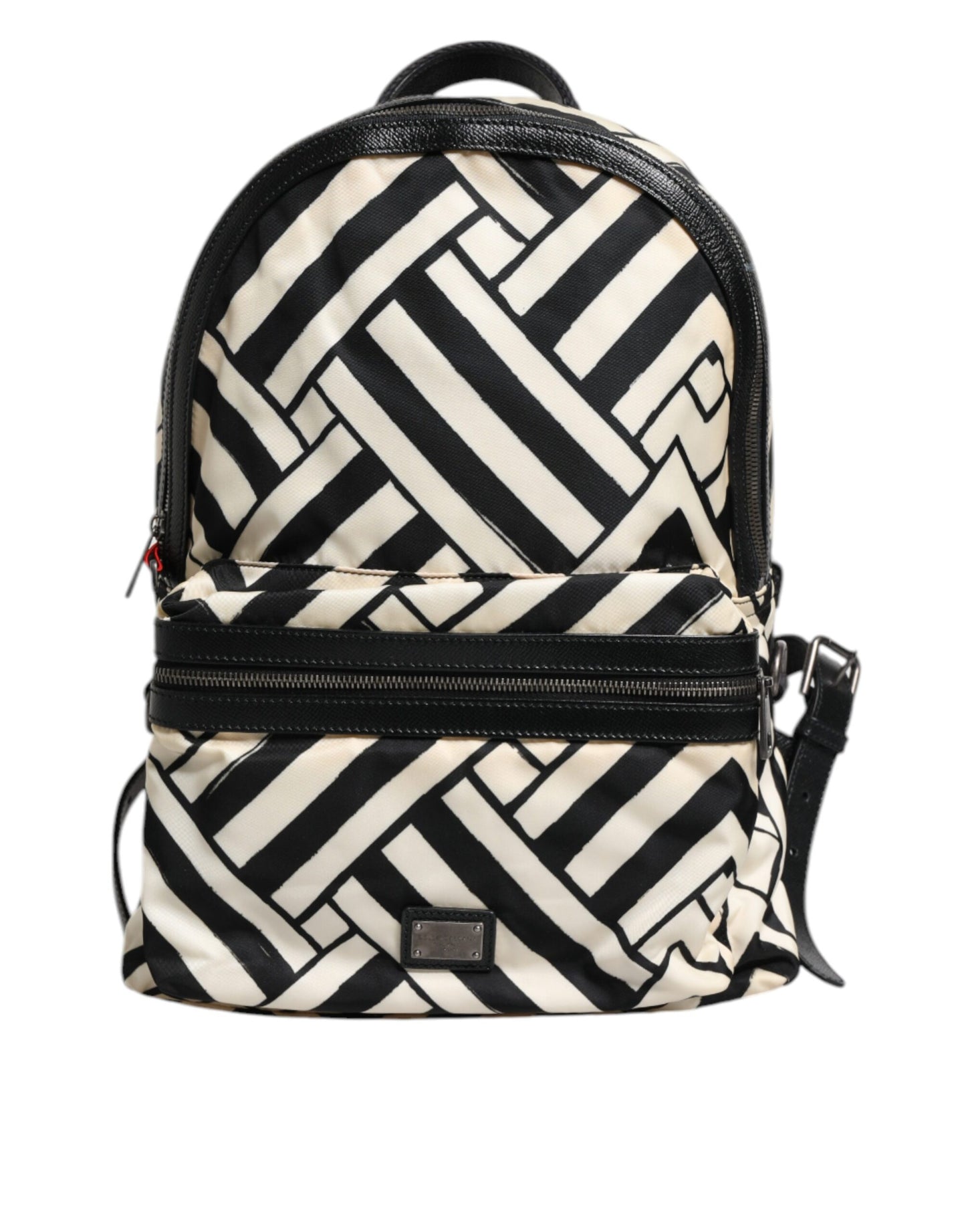 Sac à dos de voyage Dolce & Gabbana en cuir et nylon noir et blanc