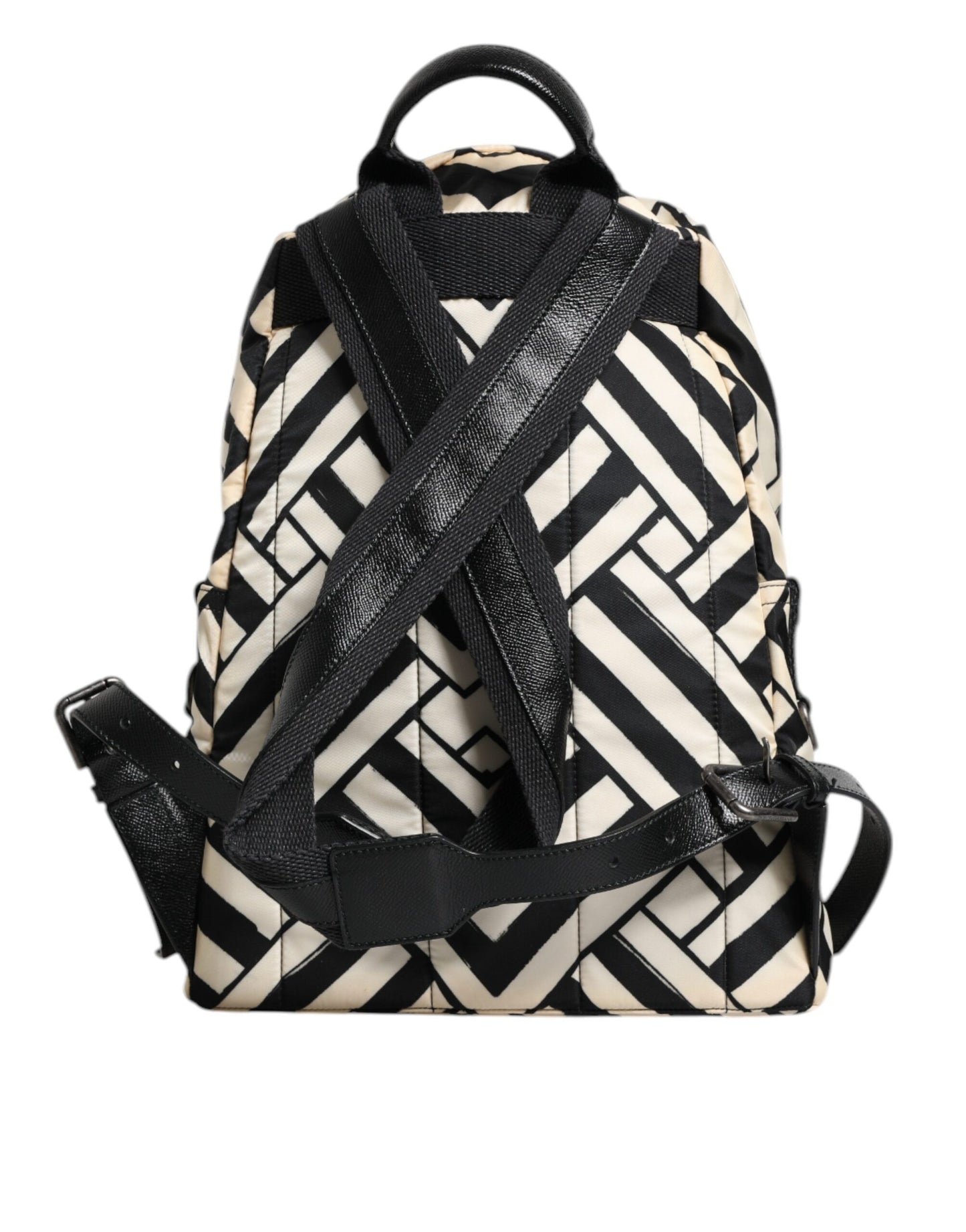 Sac à dos de voyage Dolce & Gabbana en cuir et nylon noir et blanc
