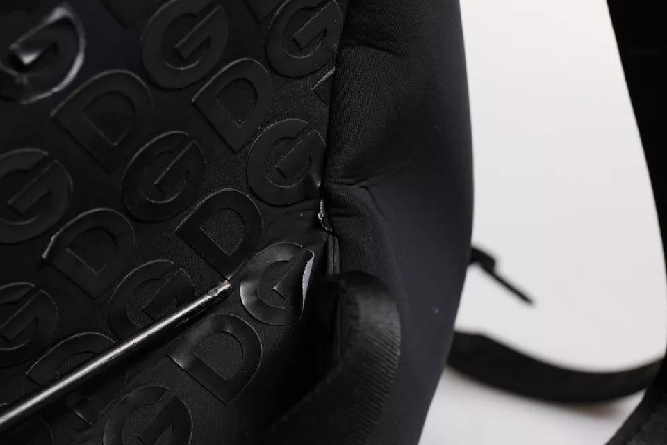 Sac à dos d'école Dolce & Gabbana en néoprène noir et nylon avec logo DG