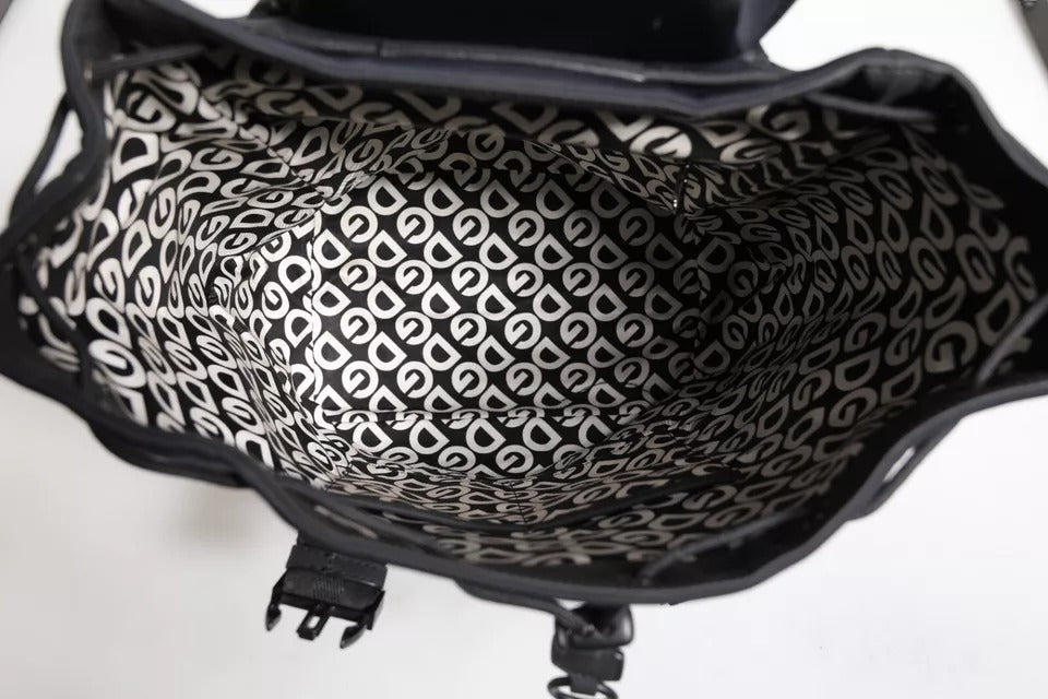 Sac à dos d'école Dolce & Gabbana en néoprène noir et nylon avec logo DG