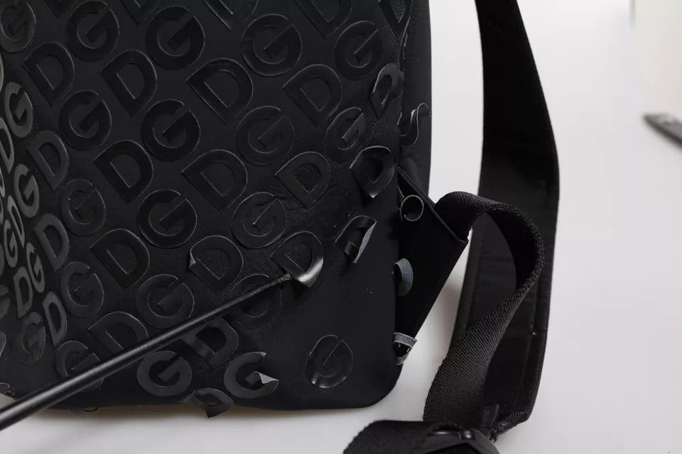Sac à dos d'école Dolce & Gabbana en néoprène noir et nylon avec logo DG