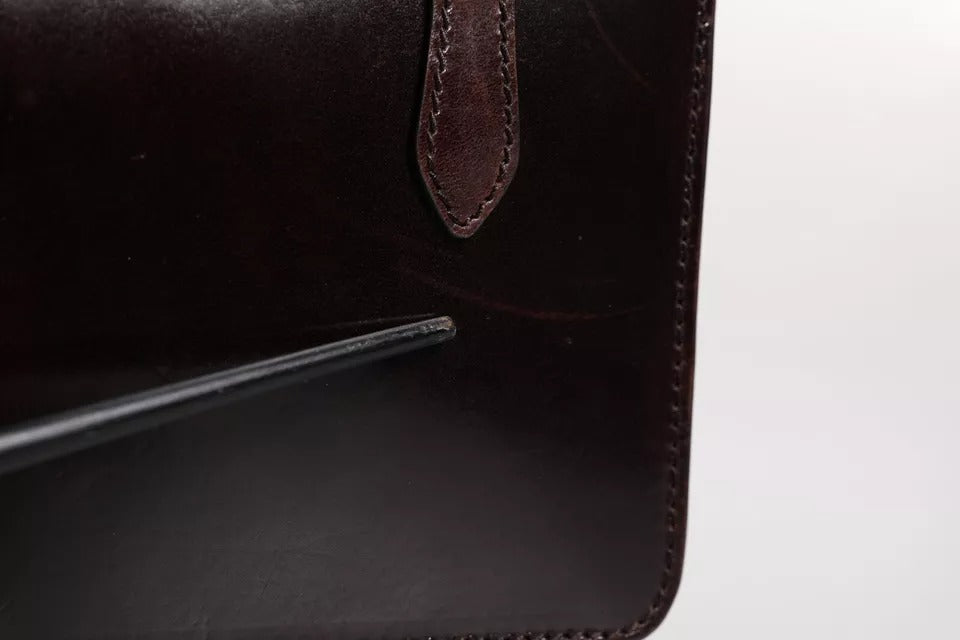 Mini sac bandoulière Dolce & Gabbana en cuir marron avec plaque logo