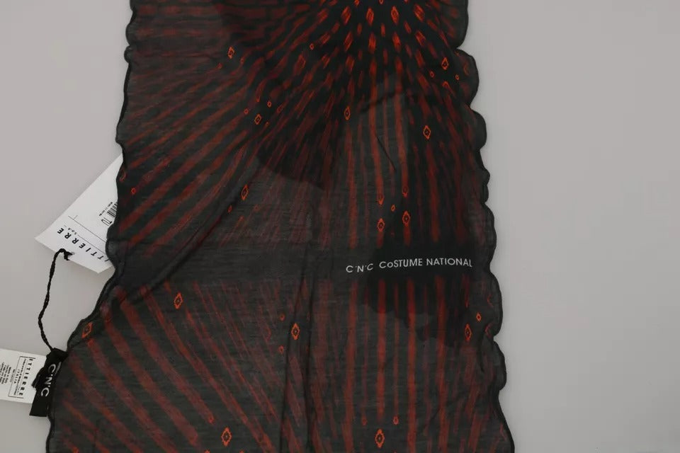 Costume National Black Red Viscose Foulard Branded Scarf by Costume National