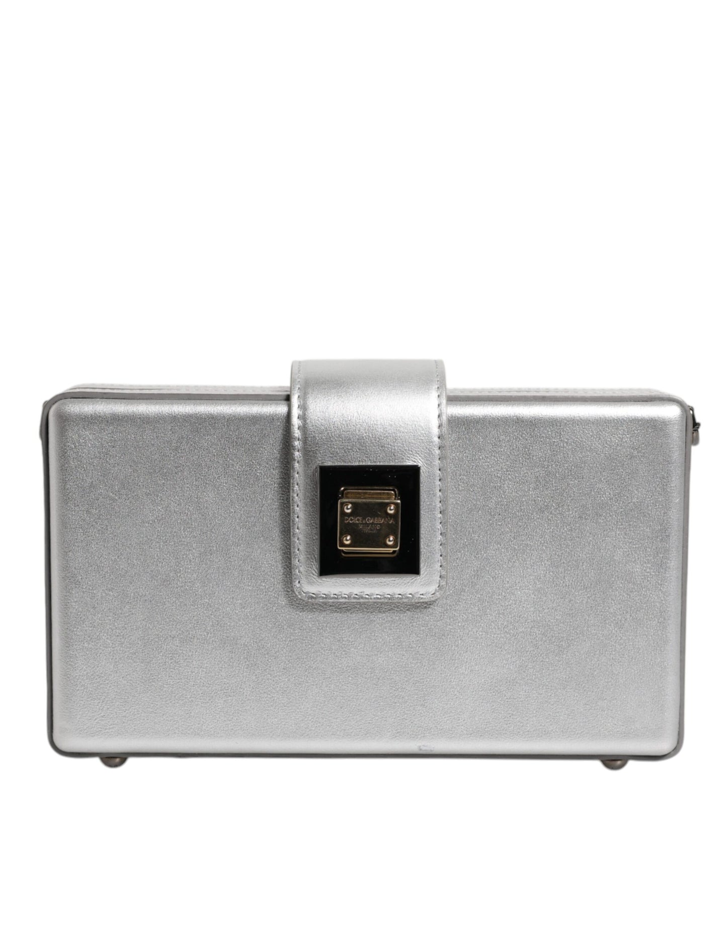 Sac à bandoulière en cuir Dolce & Gabbana DG BOX argent métallisé