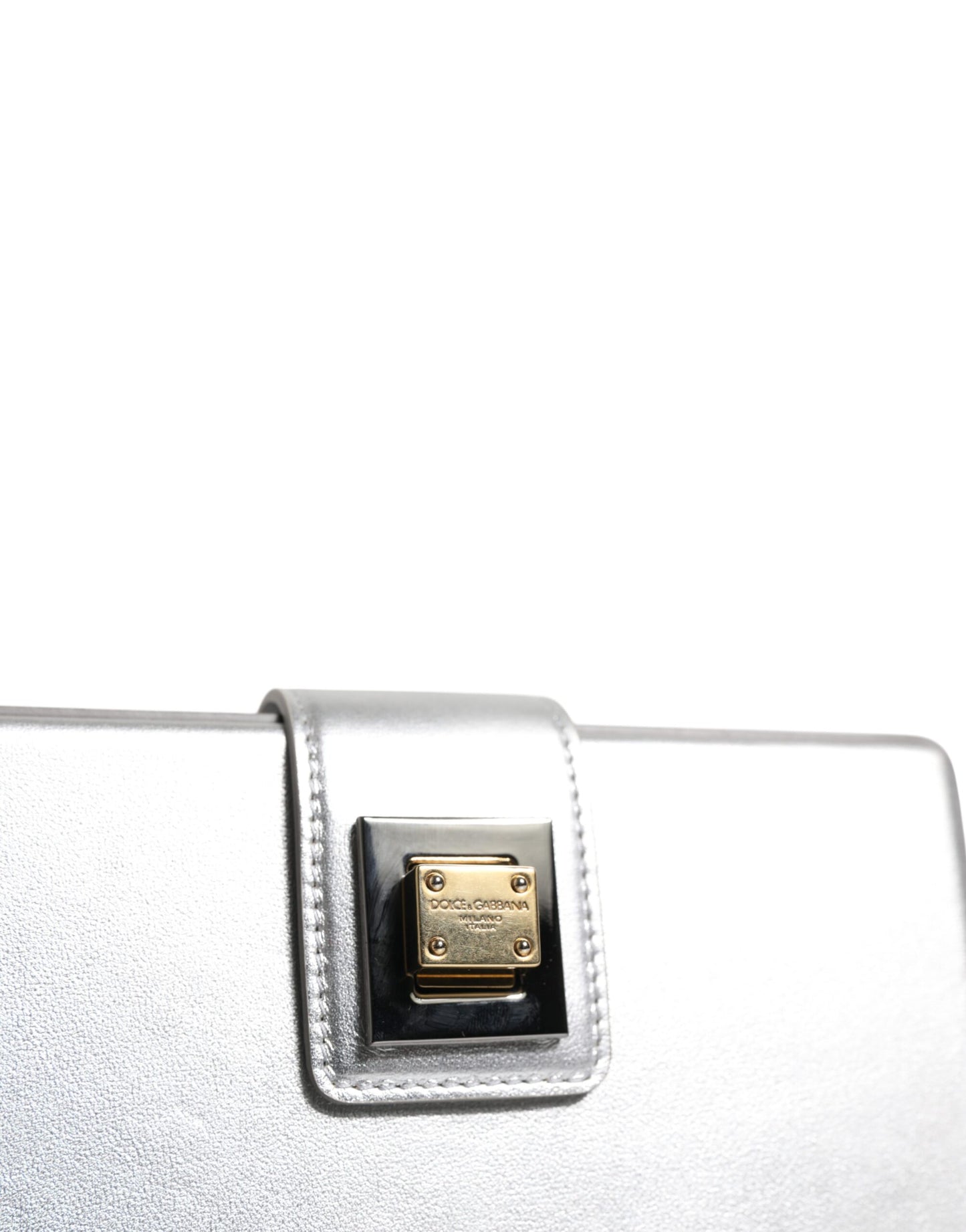 Sac à bandoulière en cuir Dolce & Gabbana DG BOX argent métallisé