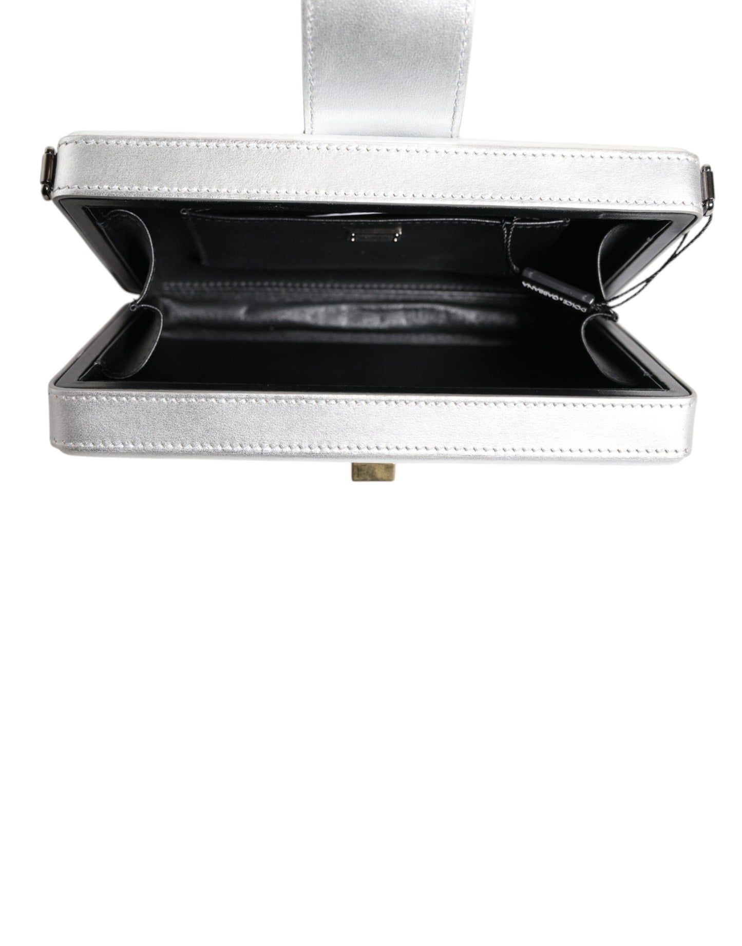 Sac à bandoulière en cuir Dolce & Gabbana DG BOX argent métallisé