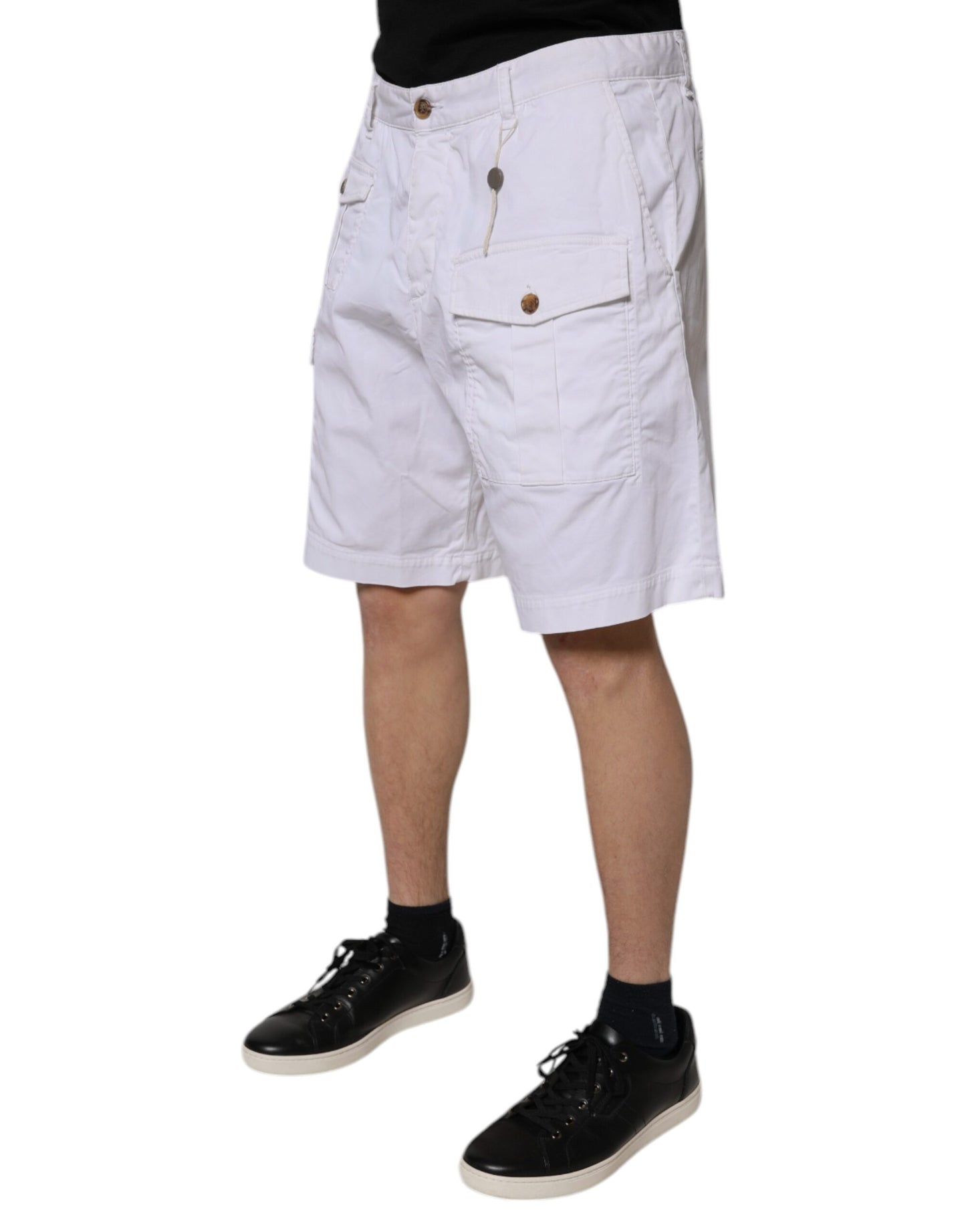 Bermuda décontracté taille moyenne en denim cargo blanc Dsquared²