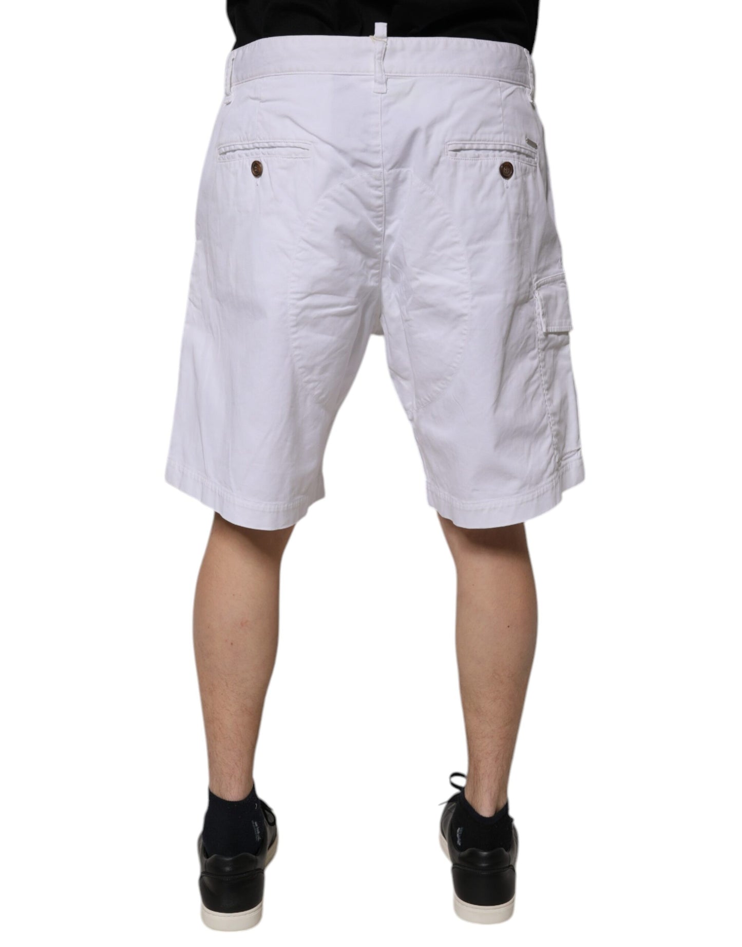 Bermuda décontracté taille moyenne en denim cargo blanc Dsquared²