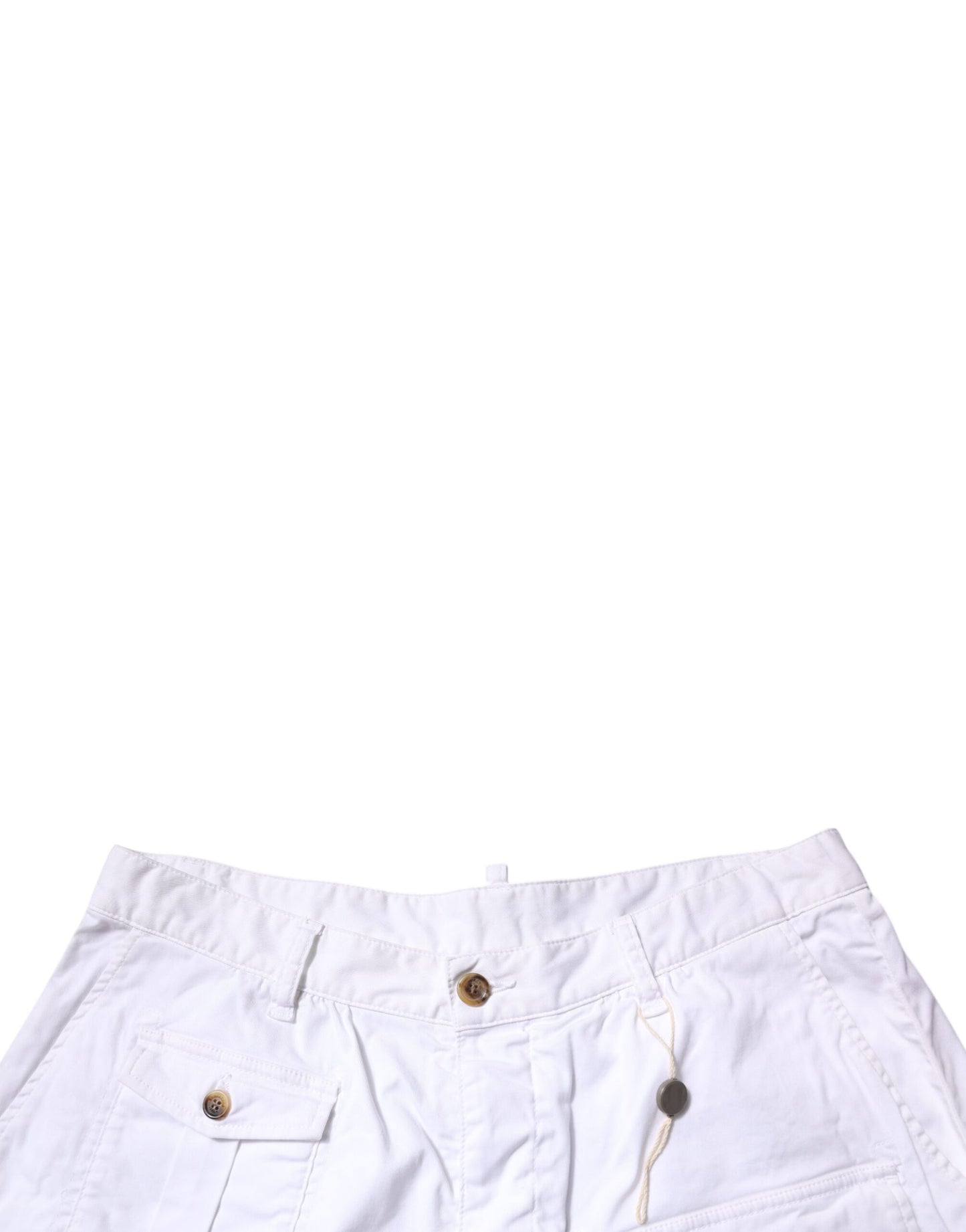 Bermuda décontracté taille moyenne en denim cargo blanc Dsquared²