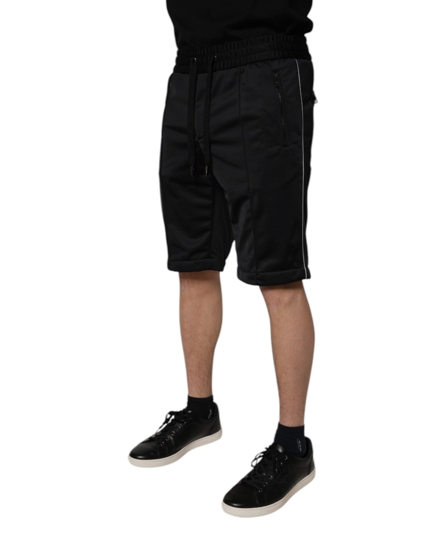 Bermuda taille moyenne en polyester noir Dolce & Gabbana pour homme